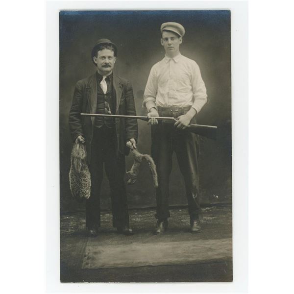 Squirrel and Badger Hunter RPPC Postcard