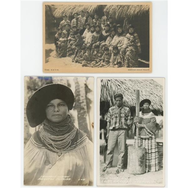 Seminole Native American Indian RPPC Postcards