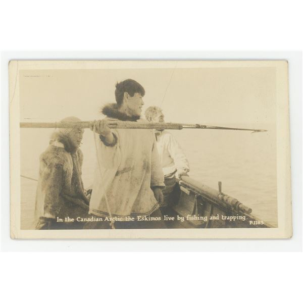 Inuit Eskimos Whaling RPPC Postcard
