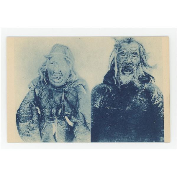 Alaskan Inuit Eskimo Cyanotype Postcard