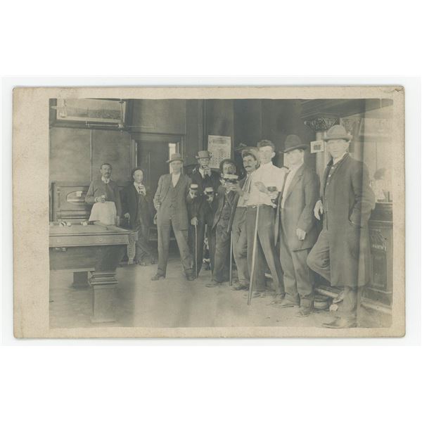 Men in Saloon Beer Pool Hall RPPC Postcard