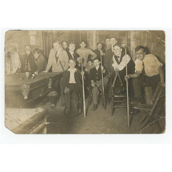 Pool Hall Gambling RPPC Postcard