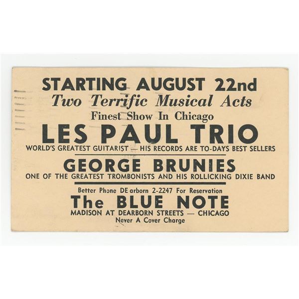 Les Paul Trio Jazz Postcard
