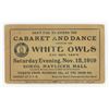 Image 1 : White Owl Jazz Club Band Dance Notice Ticket