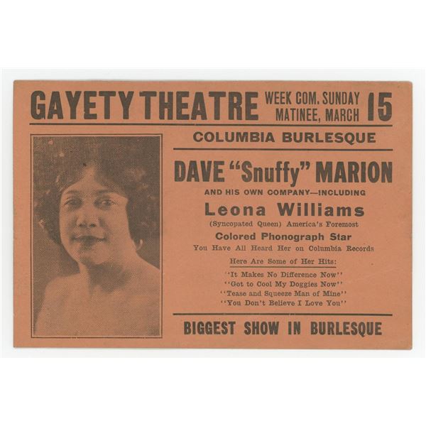 Dave Marion Leona Williams Burlesque Jazz Card