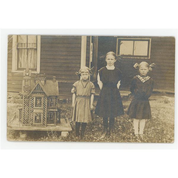 Folk Art Dollhouse RPPC Postcard