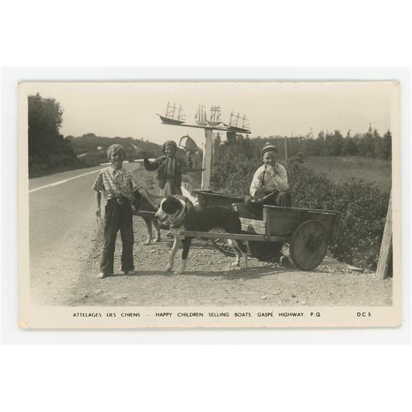 Folk Art Sailboat Sellers RPPC Postcard