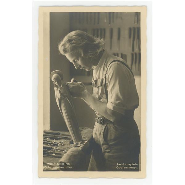 Willy Bierling Folk Art Carver RPPC Postcard