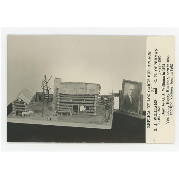 G.J. Williams Folk Art Log Cabin RPPC Postcard
