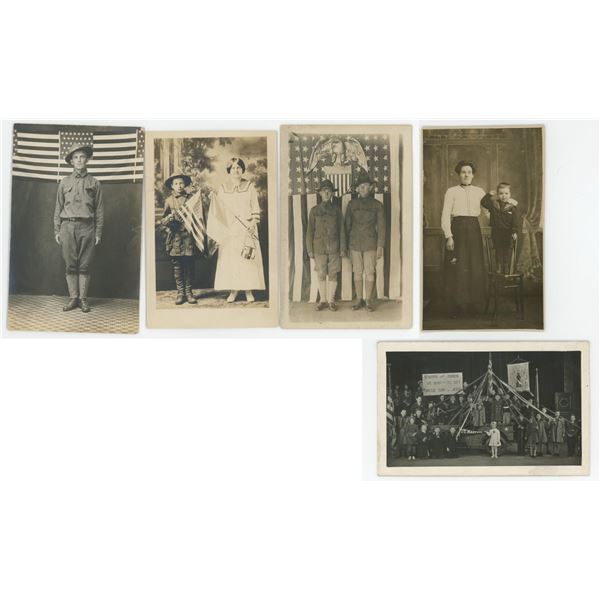 Patriotic American Flag RPPC Postcards