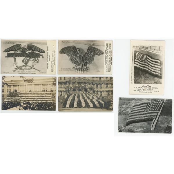 Living Flag Patriotic RPPC Postcards