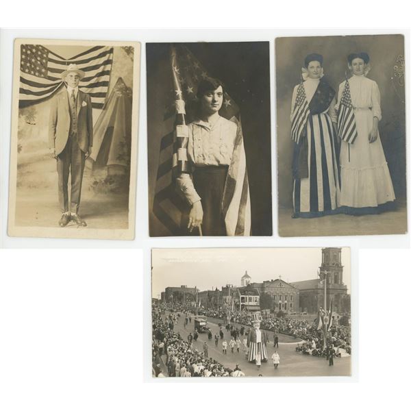 Patriotic American Flag RPPC Postcards
