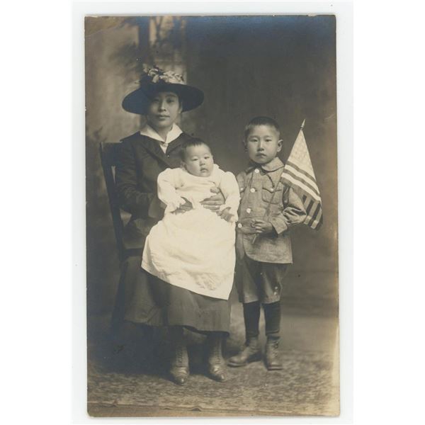 Chinese American Immigrant Patriotic RPPC Postcard