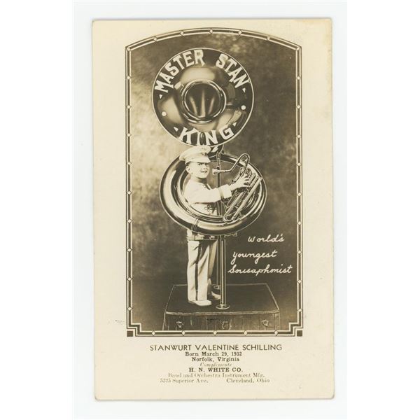 Master Stan King Sousaphone RPPC Postcard
