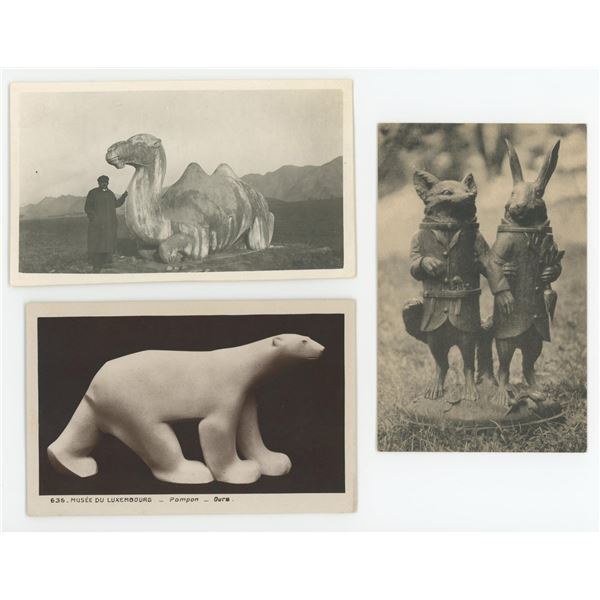 Animal Sculptures Monuments RPPC Postcards