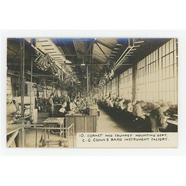 CG Conn Band Instrument Factory RPPC Postcard