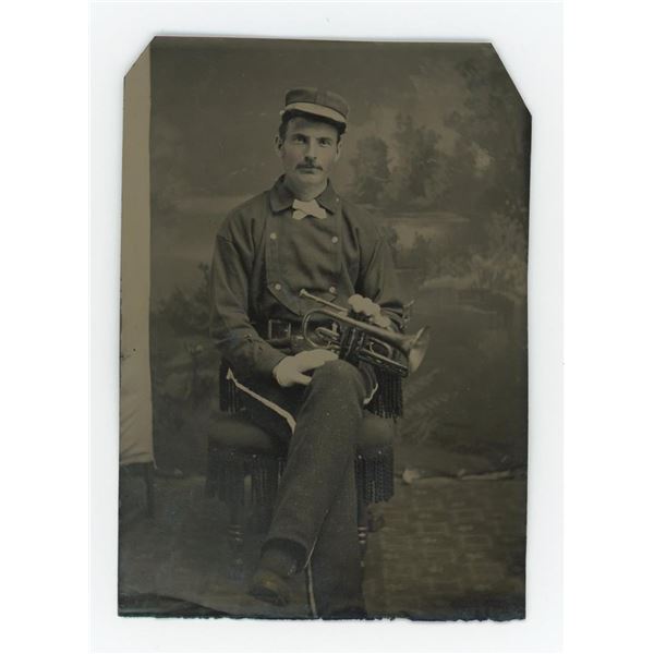 Occupational Coronet Musician Tintype Photo