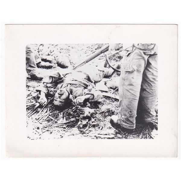 WW2 US Marines Over Dead Japanese Soldier Photo