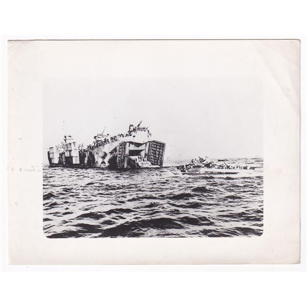 WW2 Battle Of Okinawa Landing Ship Photo