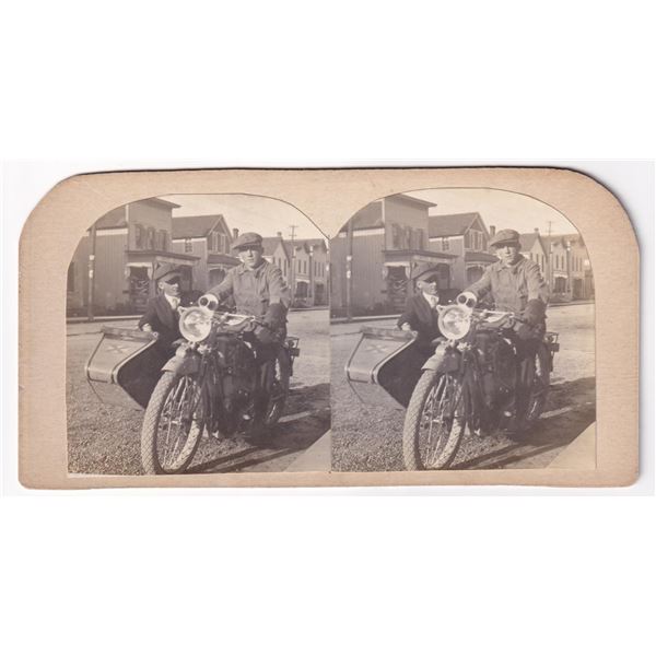 Men on Excelsior Motorcycle Sidecar Photo