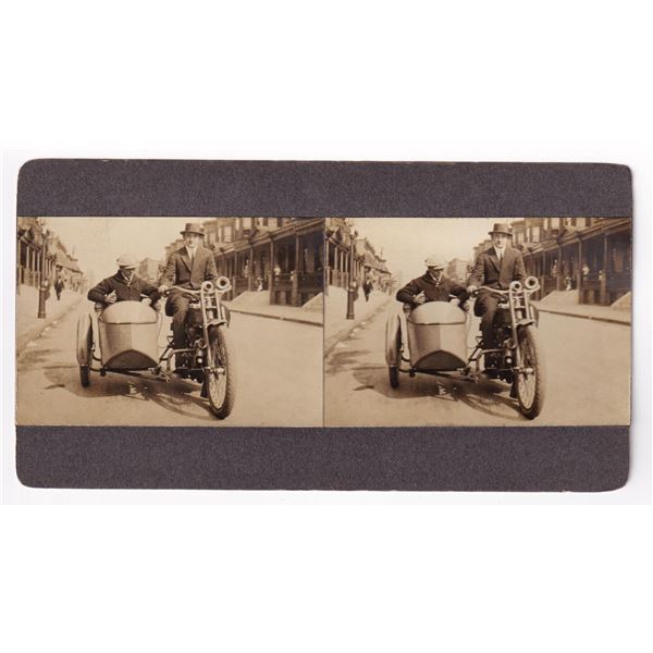 Indian Motorcycle Sidecar Stereoview