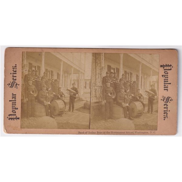 Indian Boys Band Washington DC School Stereoview
