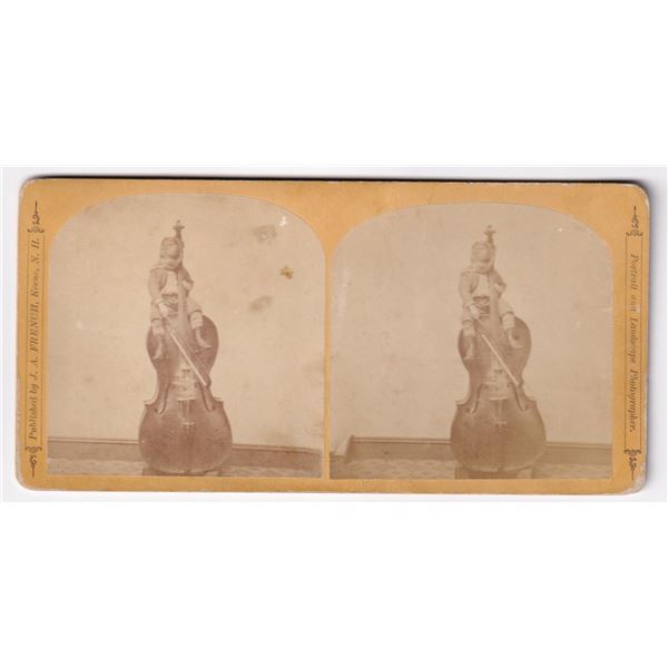 Child Musician on Double Bass Stereoview