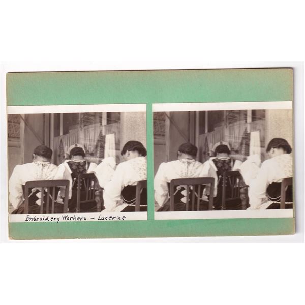 Lucerne Switzerland Embroidery Workers Stereoview