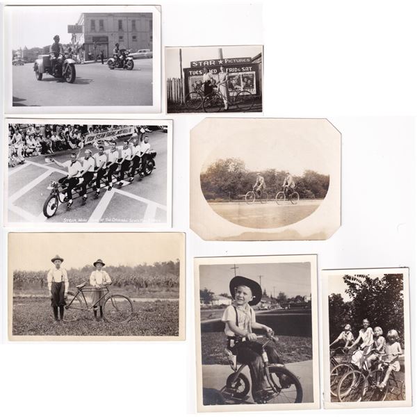 Bicycle and Motorcycle RPPC Postcards