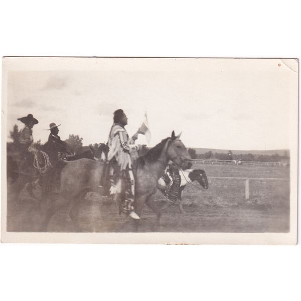 Crow Indian Riders on Horseback RPPC Postcard