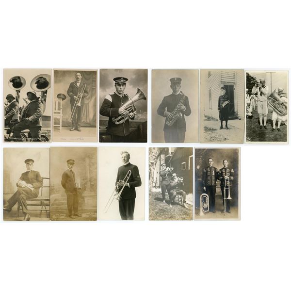 Occupational Brass Band Musicians RPPC Postcards