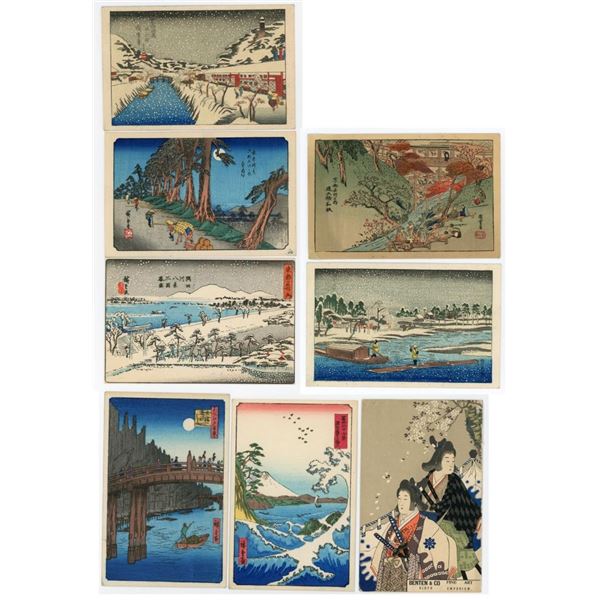 Antique Japanese Woodblock Print Postcards