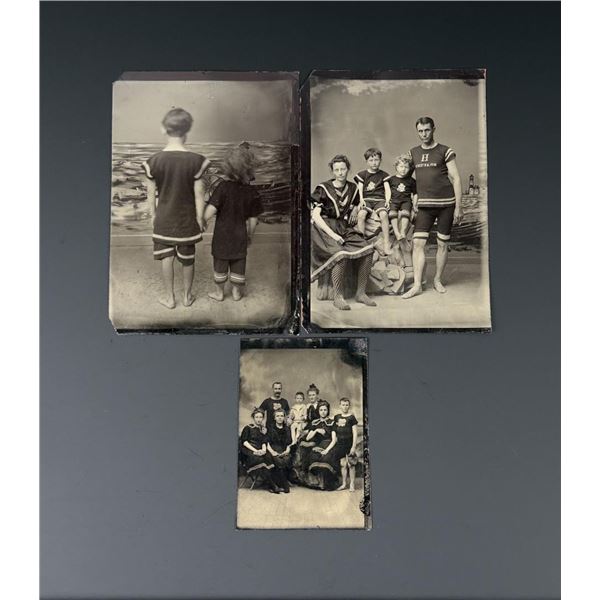 Men Women Children Bathing Suits Tintype Photos