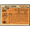 Image 2 : 1981 TOPPS NFL BILLY SIMS (HOF) ROOKIE CARD