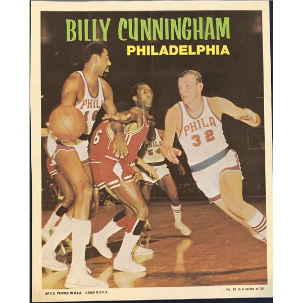 1970 TOPPS BASKETBALL POSTER - BILLY CUNNINGHAM (HOF)