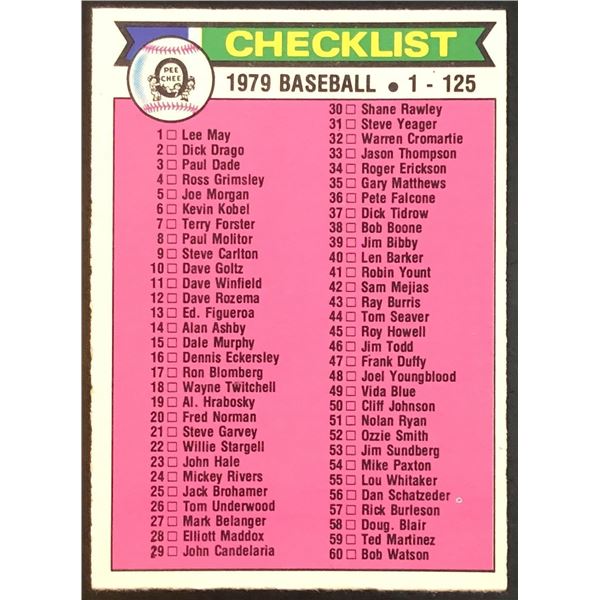 1979 O-PEE-CHEE  CHECKLIST
