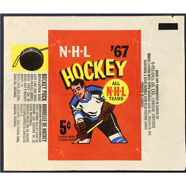 1966-67 O-PEE-CHEE NHL HOCKEY WRAPPER - BOBBY ORR ROOKIE YEAR