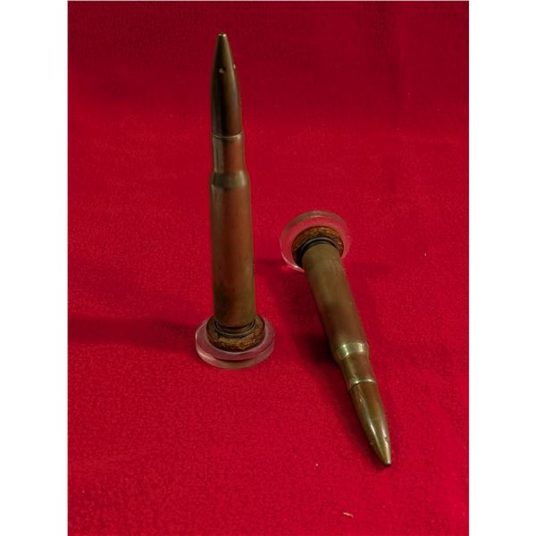 ANTIQUE 50 CAL. Brass bullets on plexiglas stands