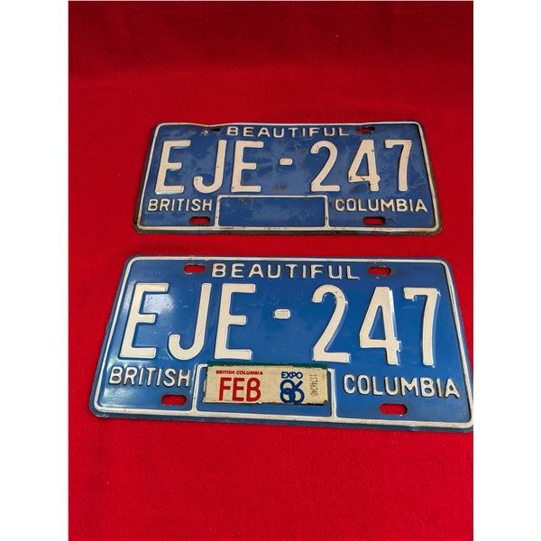 1986 BEAUTIFUL BC LICENSE PLATE