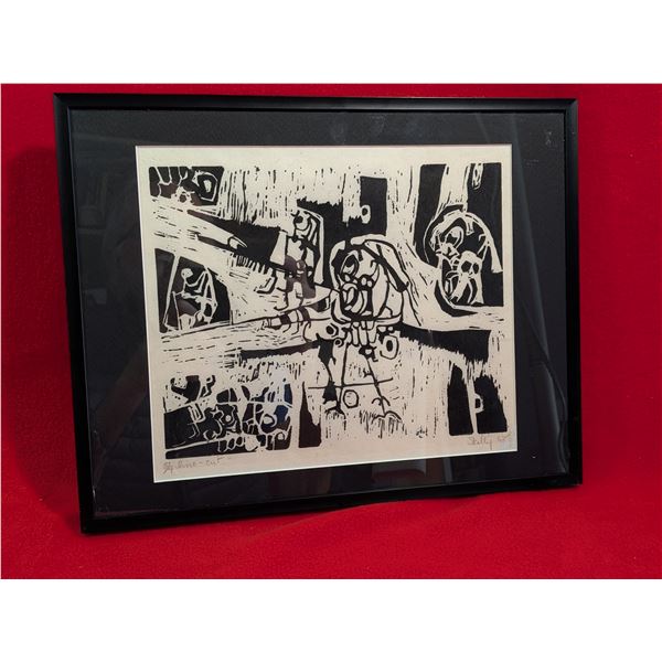 1965 Lino-cut print by Artist Skelly number 3/4