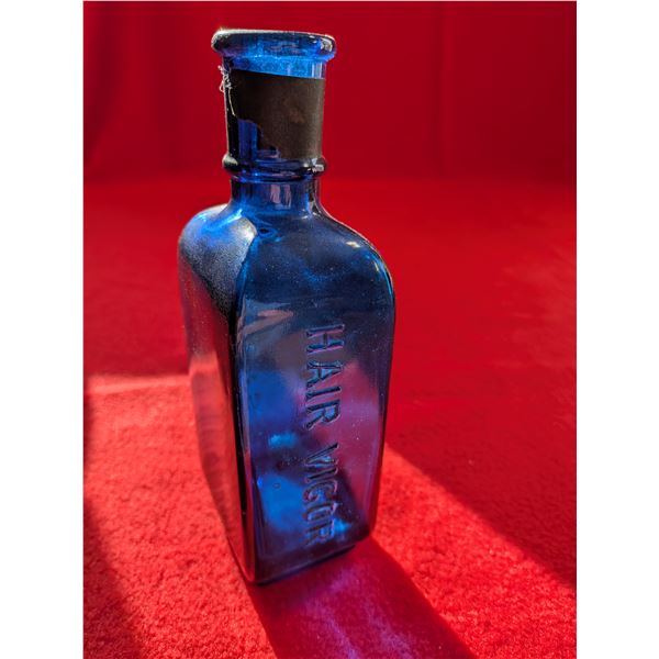 ANTIQUE cobalt blue Ayers Hair Vigor Bottle