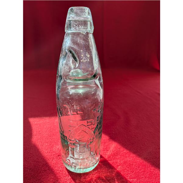 ANTIQUE Codd-neck bottle soda bottle patented in 1872 by Hiram Codd.