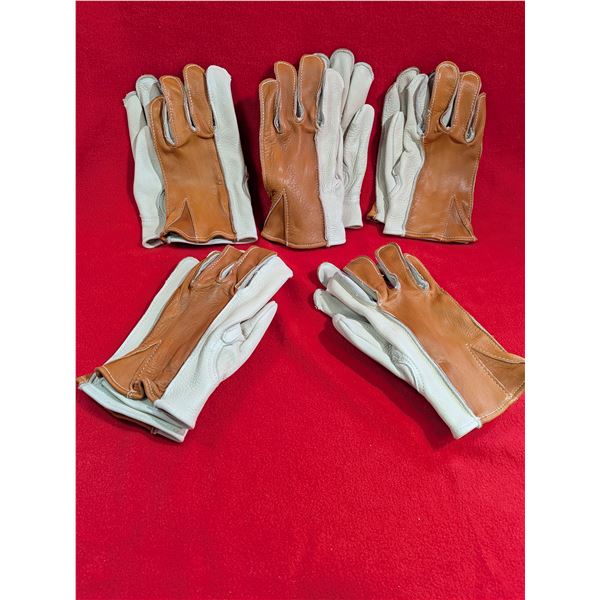 GREEN SAFETY SIZE 9 LEATHER GLOVES 5 pair