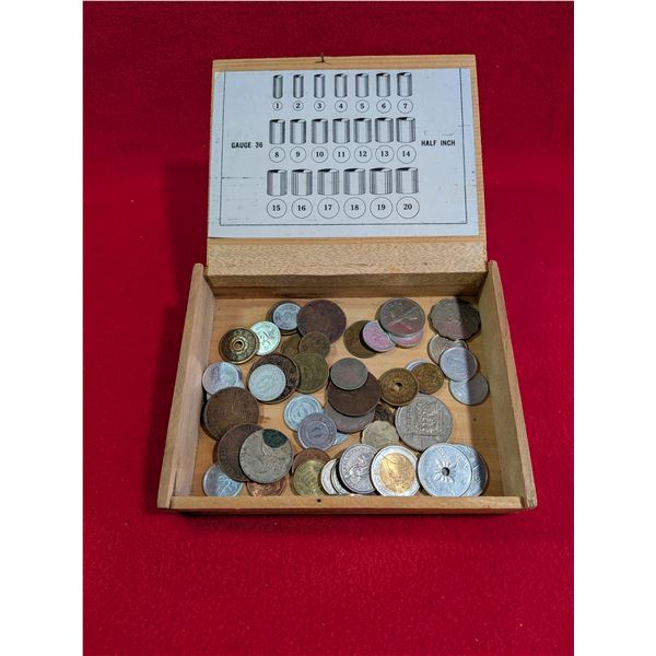 VINTAGE DENTAL BOX WITH INTERNATIONAL COINS