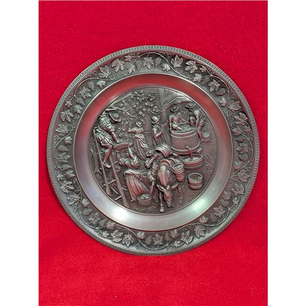 VINTAGE GERMAN PEWTER 9" PLATE