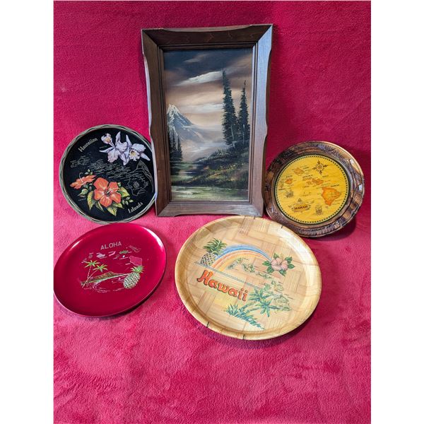 VINTAGE Painting & HAWAIIAN PLATES