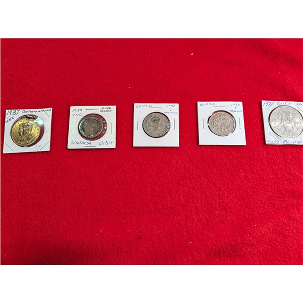 1937, 39, 48, 56, 77 Royal coins & medal