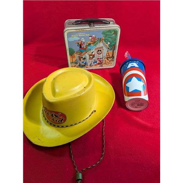 Disney Lunch Box, Twix Cowboy Hat & Captain America Tumbler