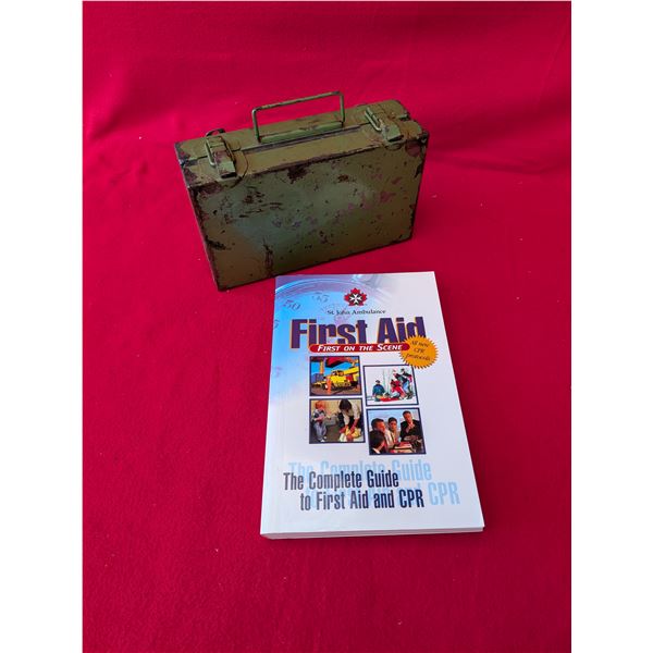 VINTAGE FIRST AID KIT & 1ST ON SCENE Book