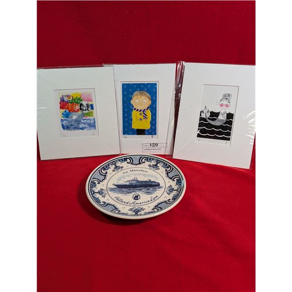 VINTAGE M. Fung prints & Vintage plate